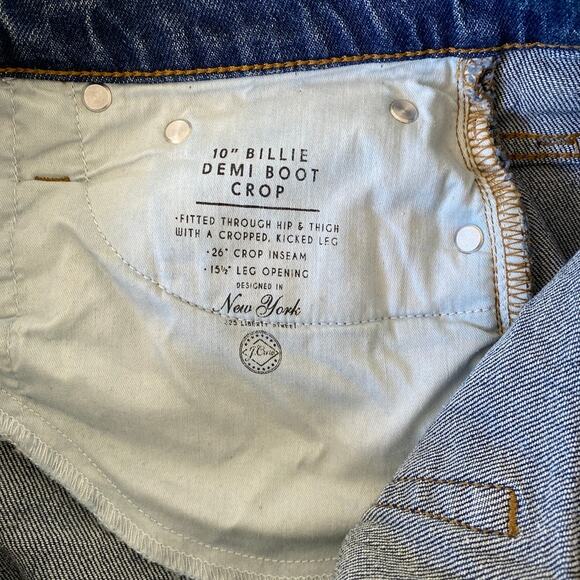 J.Crew 10" Billie Demi Boot Crop Jeans Button Fly Blue Denim Womens Size 29 - Picture 7 of 9